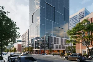 Rendering of 1400 Wabash from the street